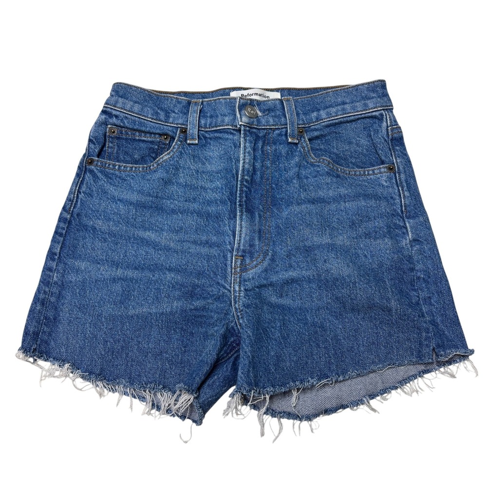 Reformation Cindy Bootleg Jean Shorts La Jolla Wash High Rise Blue Womens 25X4